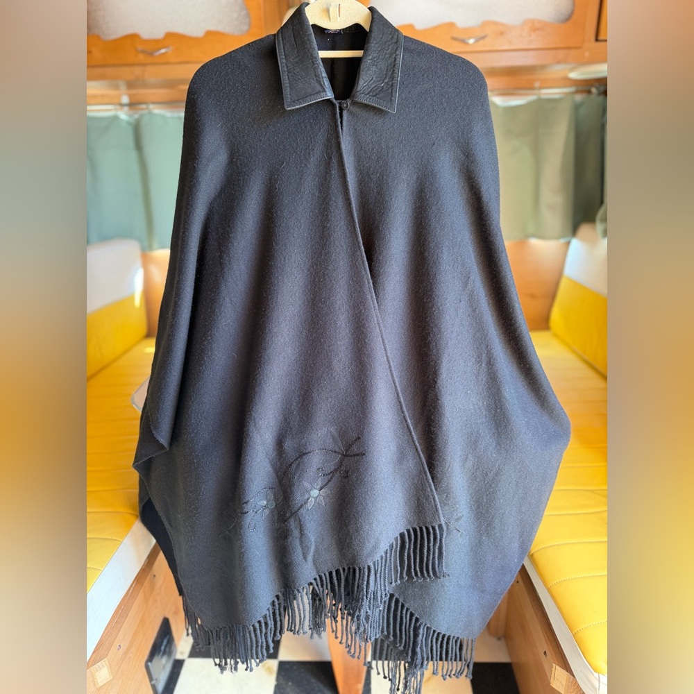 Vintage 80’s Black Cape with Fringe